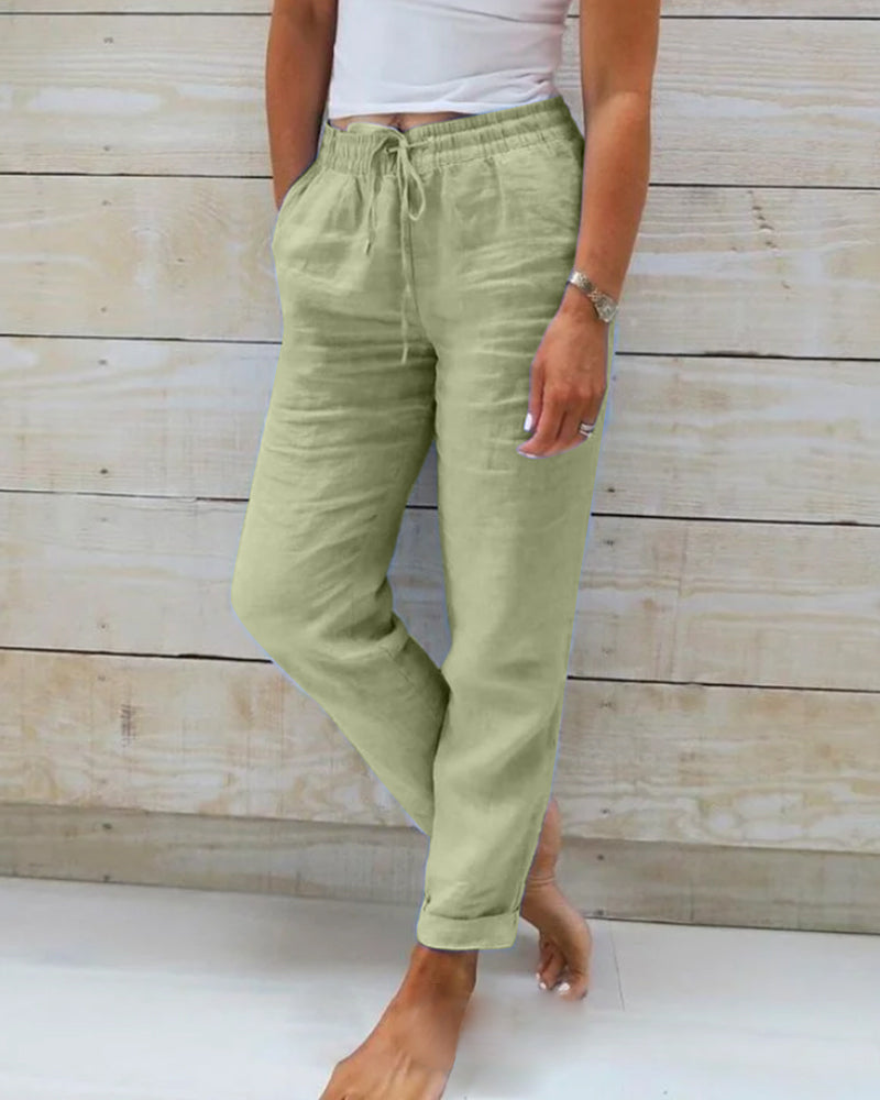 Elodie - Luxe Cotton-Linen Tailored Trousers