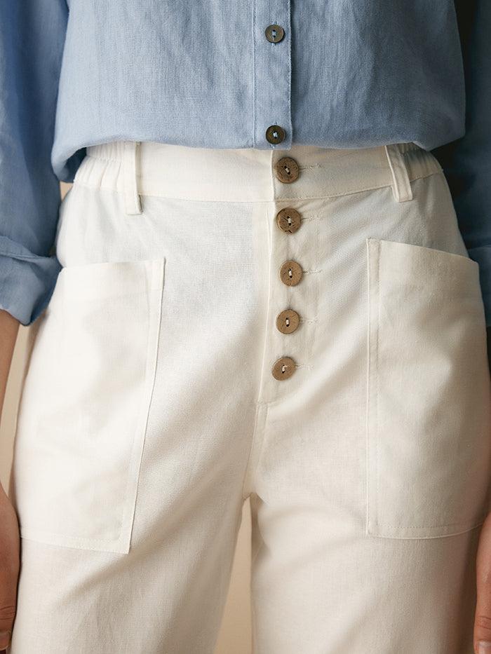 Linen Simple Button Fly Trousers HEIDI
