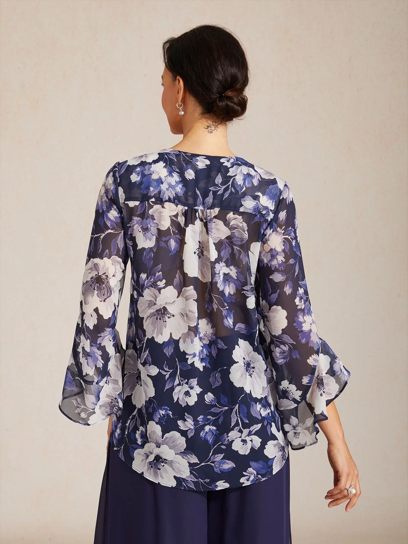 Elegant Boho Chiffon Ruffle Sleeve Blouse