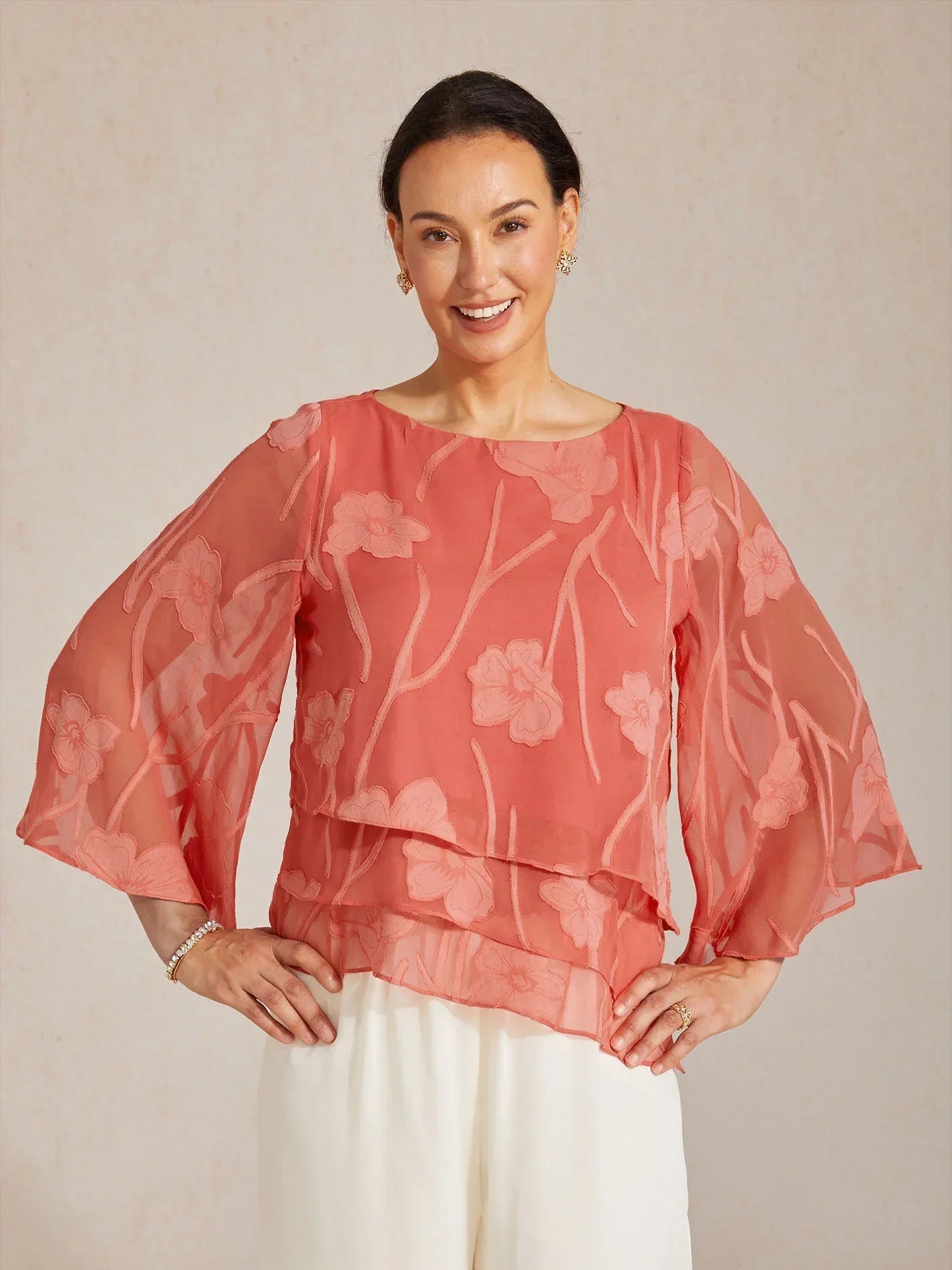Chiffon Bloemenprint Gelaagde Blouse