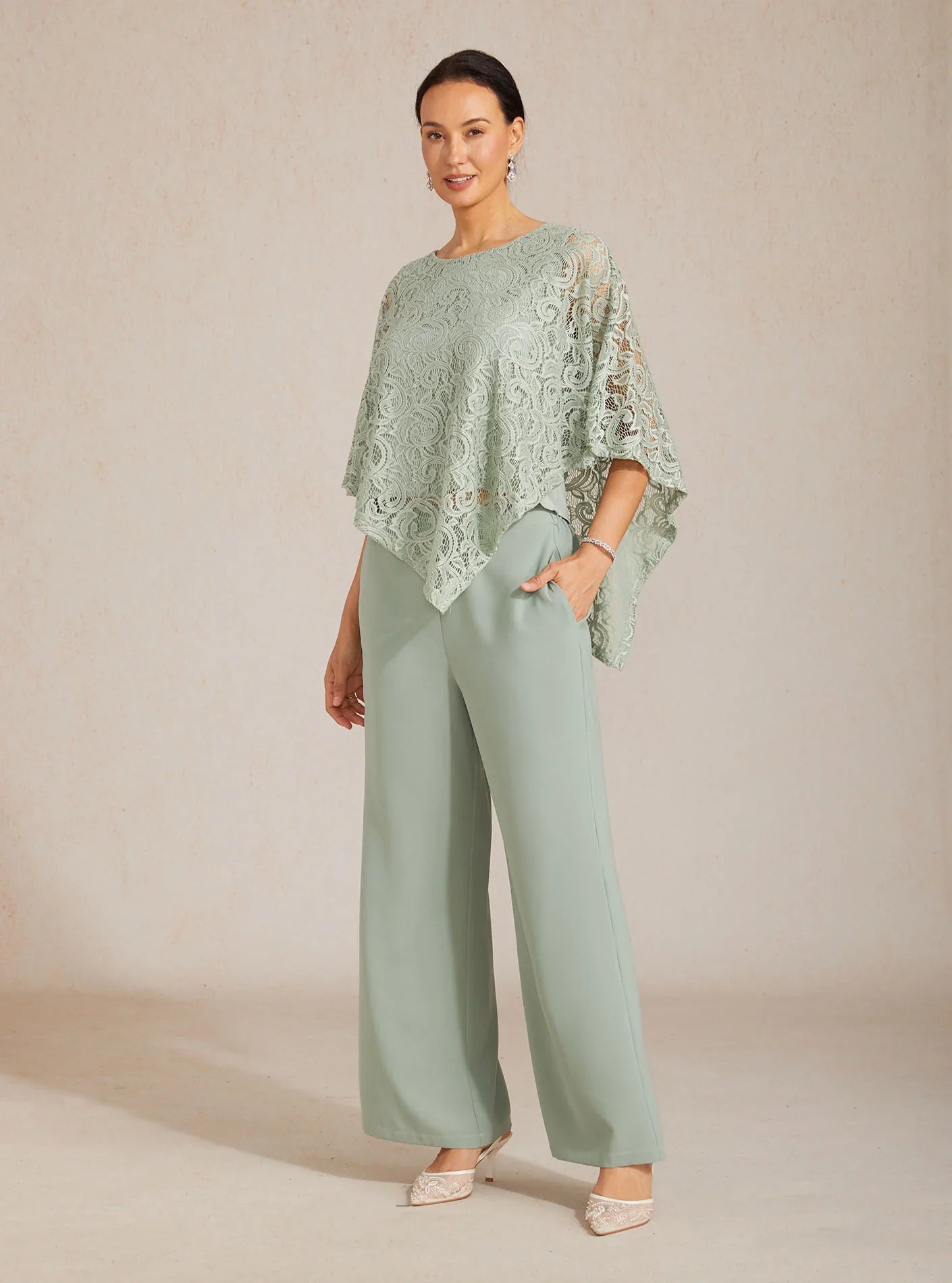 Mid-rise elastische taille wijde broek met zakken