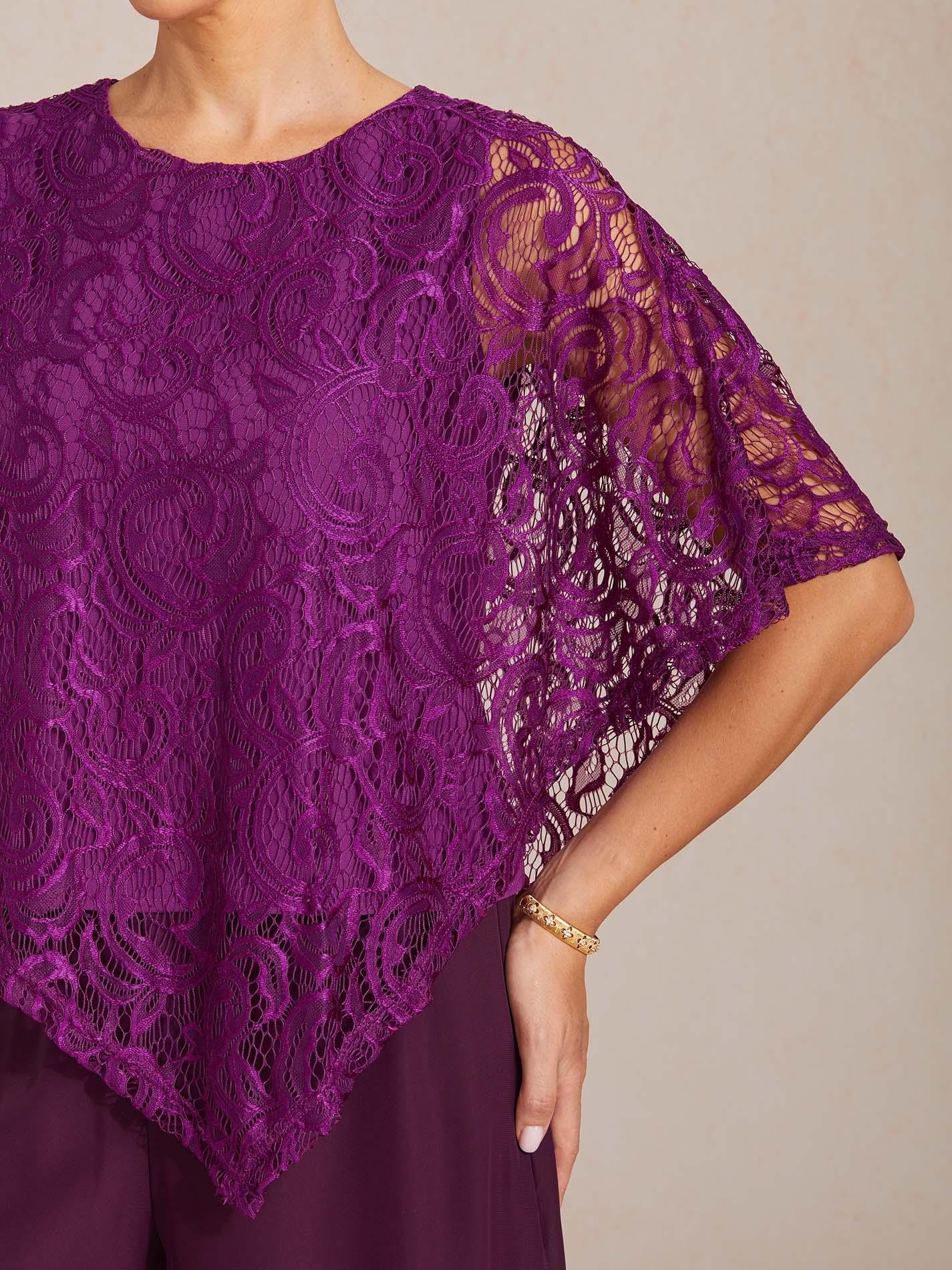 Elegante top met vleermuismouwen van kant