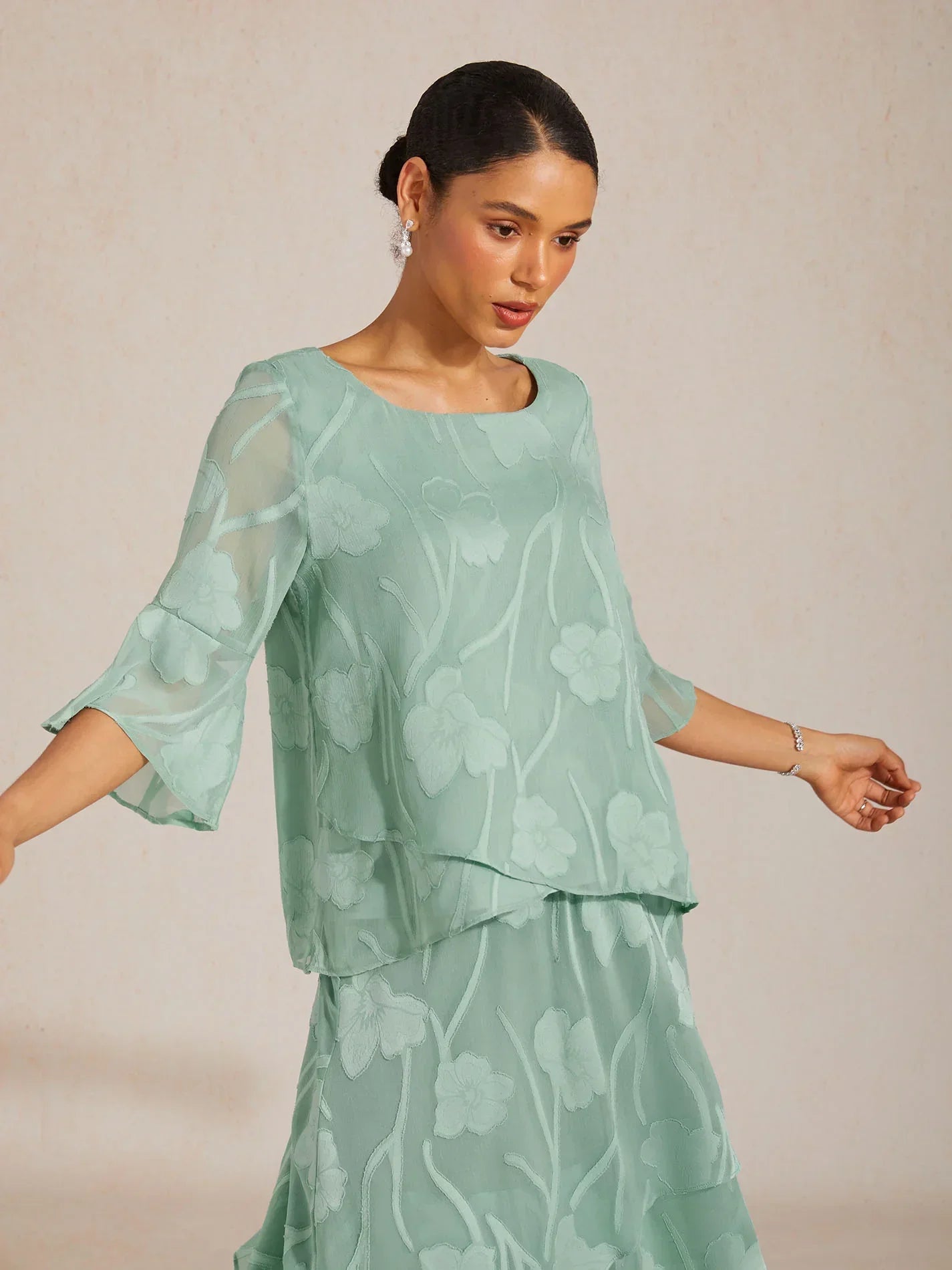 Elegante Chiffonblouse met Asymmetrische Zoom