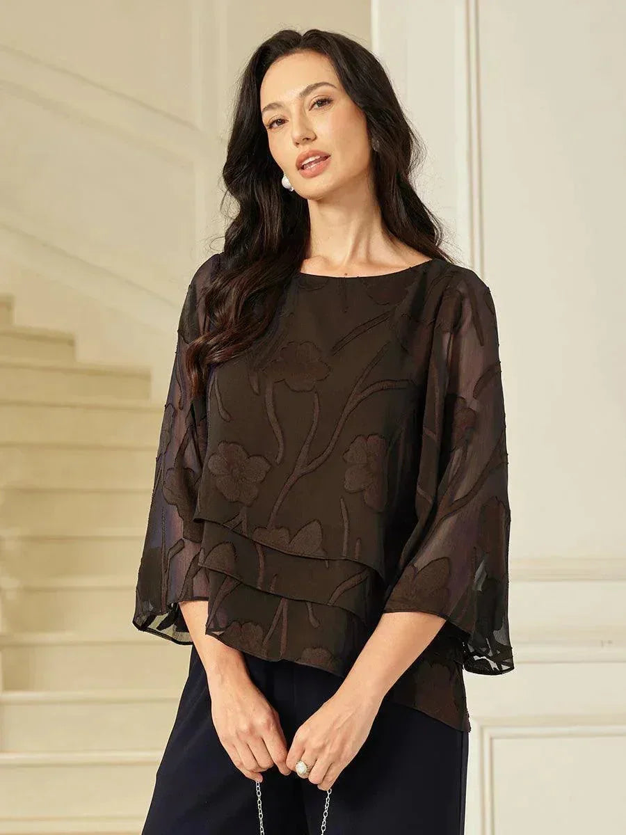 Chiffon Bloemenprint Gelaagde Blouse