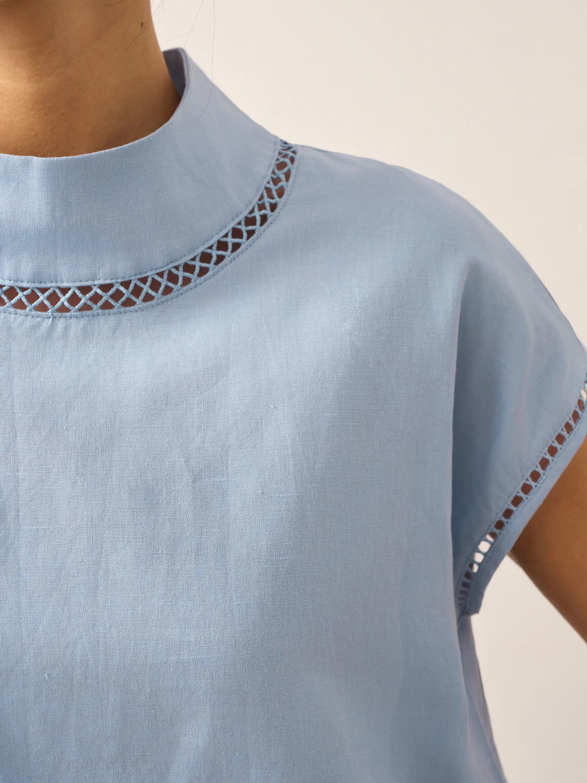Linen Cutout Turtleneck Top QUINN