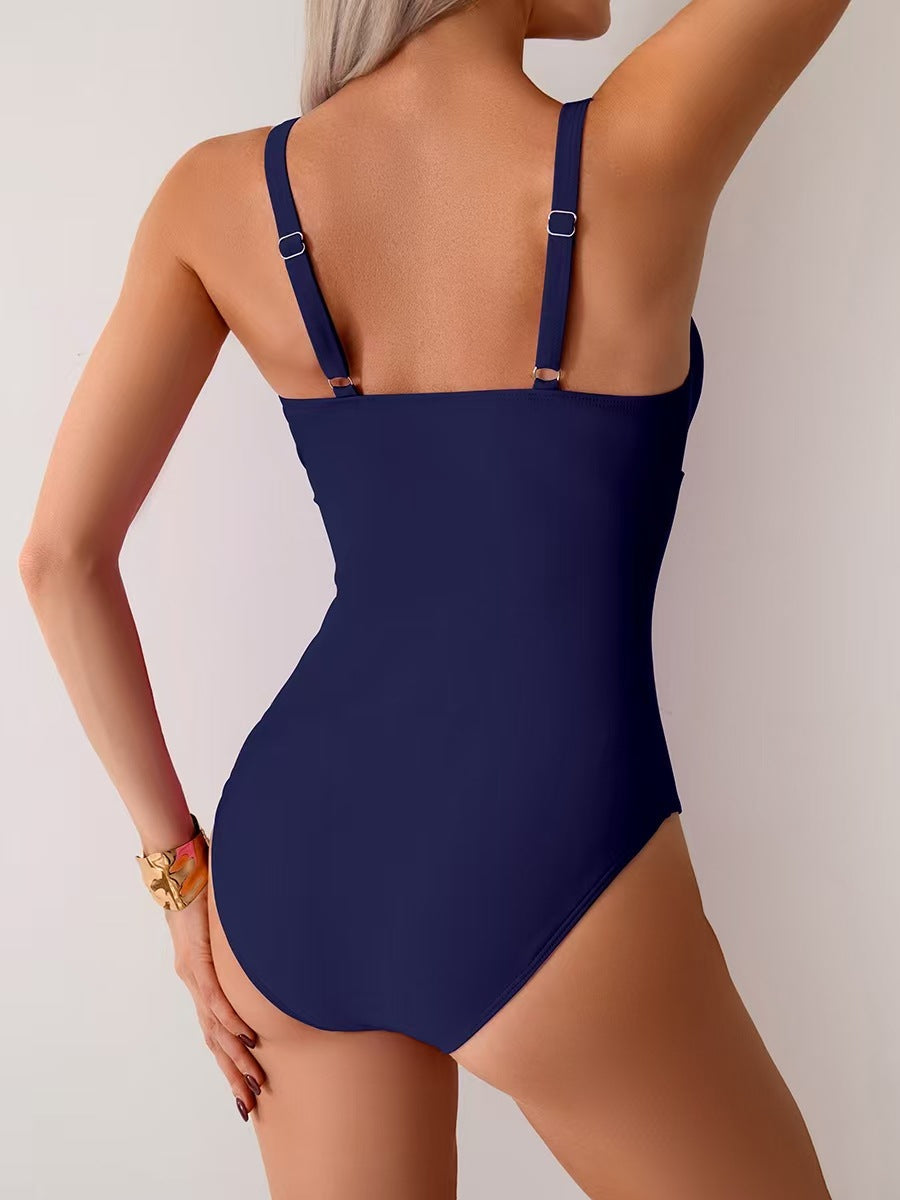 Maclair & Co. - Women's One Piece Swimsuit Sexy Mesh Sheer Tummy Control Bathing Suit Cross Twist Front Swimwear
