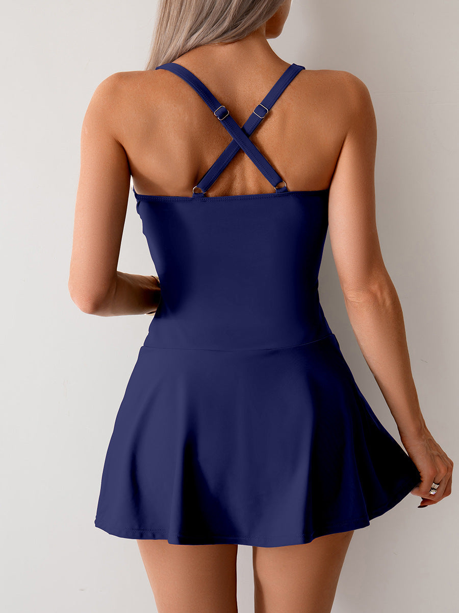 Maclair & Co. - Women's Twisted Ruched Swim Dress Slit Strap Tankini Swimsuit