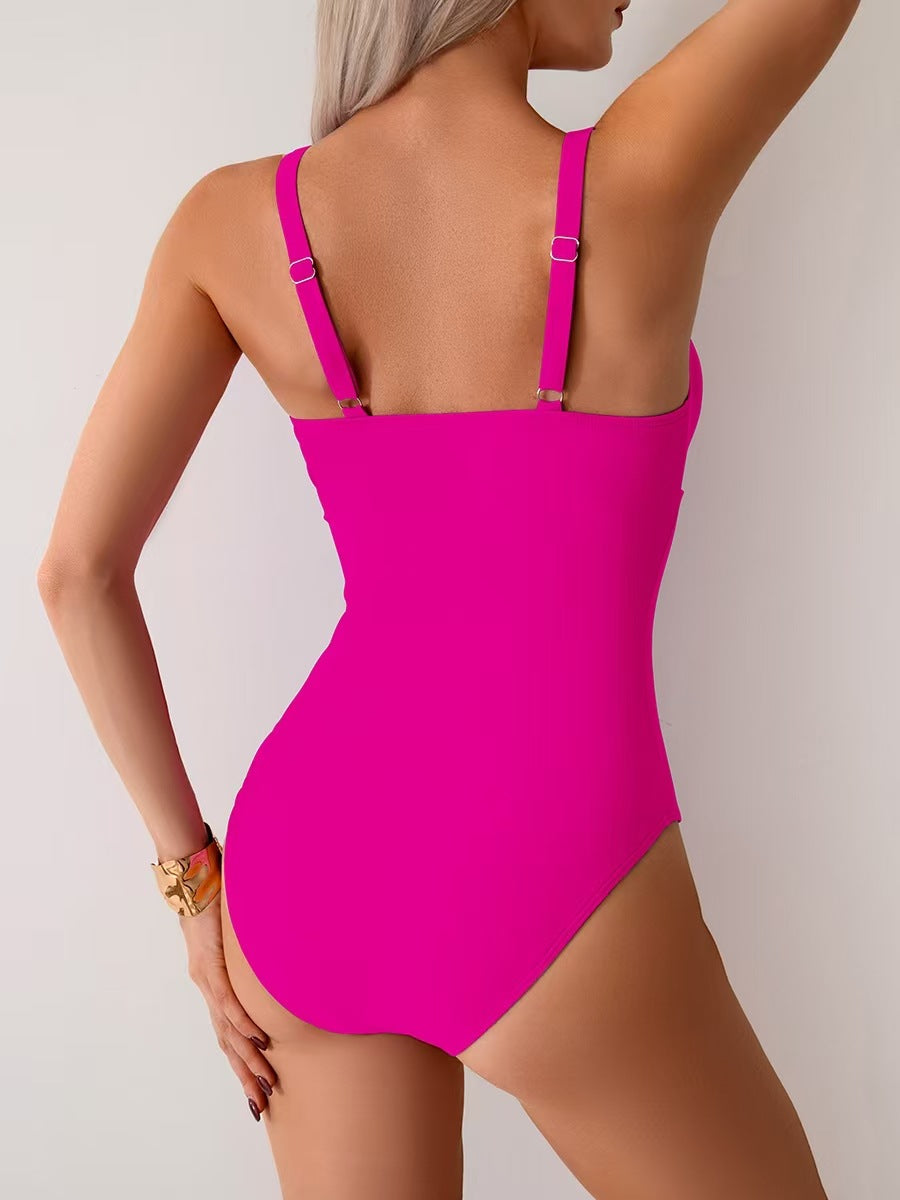 Maclair & Co. - Women's One Piece Swimsuit Sexy Mesh Sheer Tummy Control Bathing Suit Cross Twist Front Swimwear