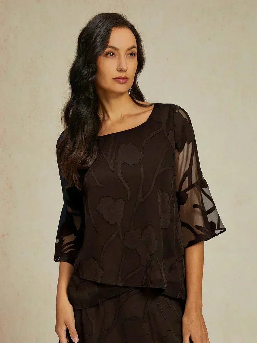 Elegante chiffon blouse met asymmetrische zoom
