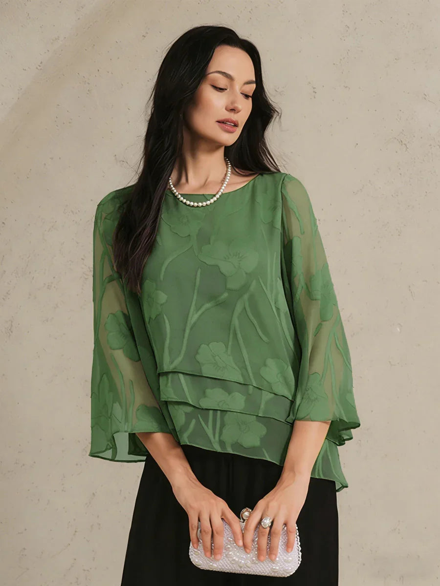 Chiffon Bloemenlaagjes Blouse