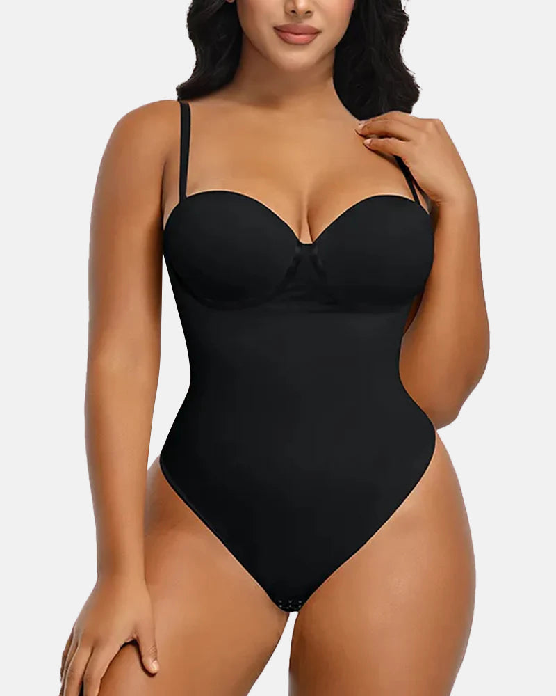 Sexy Back Lace-up Thong Seamless Corset Bodysuit