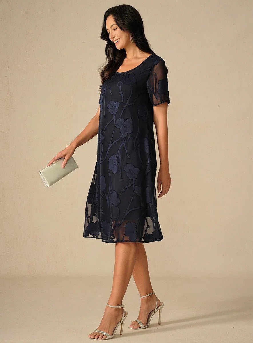 Transparante Chiffonjurk met Bloemenprint, Kniehoogte, A-lijn