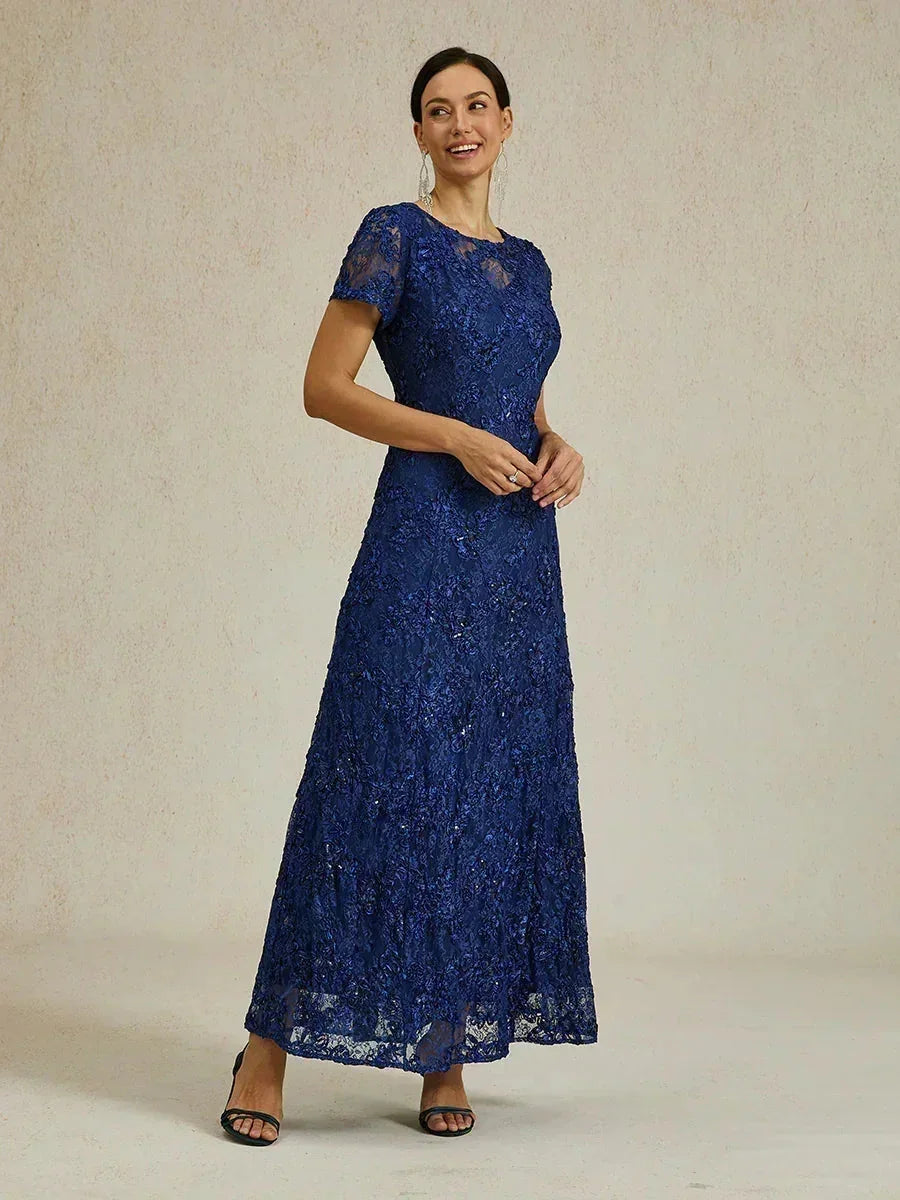 Rosette kanten A-lijn jurk met paillettenversiering