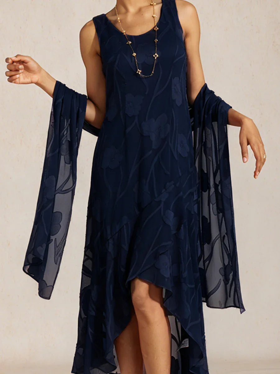 Transparante chiffon sjaal met bloemen