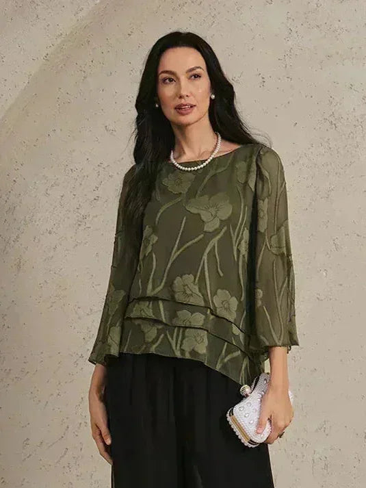 Chiffon Bloemenlaagjes Blouse
