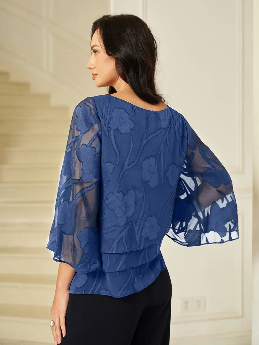 Gelaagde Chiffonblouse met Bloemen