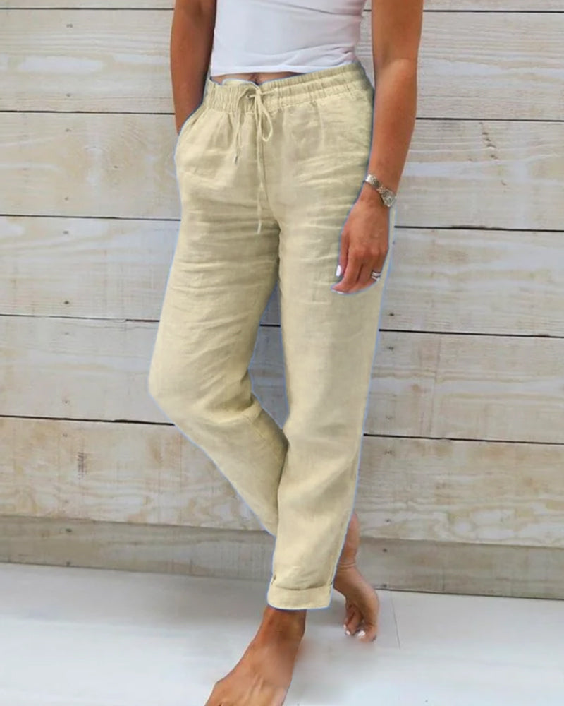 Elodie - Luxe Cotton-Linen Tailored Trousers