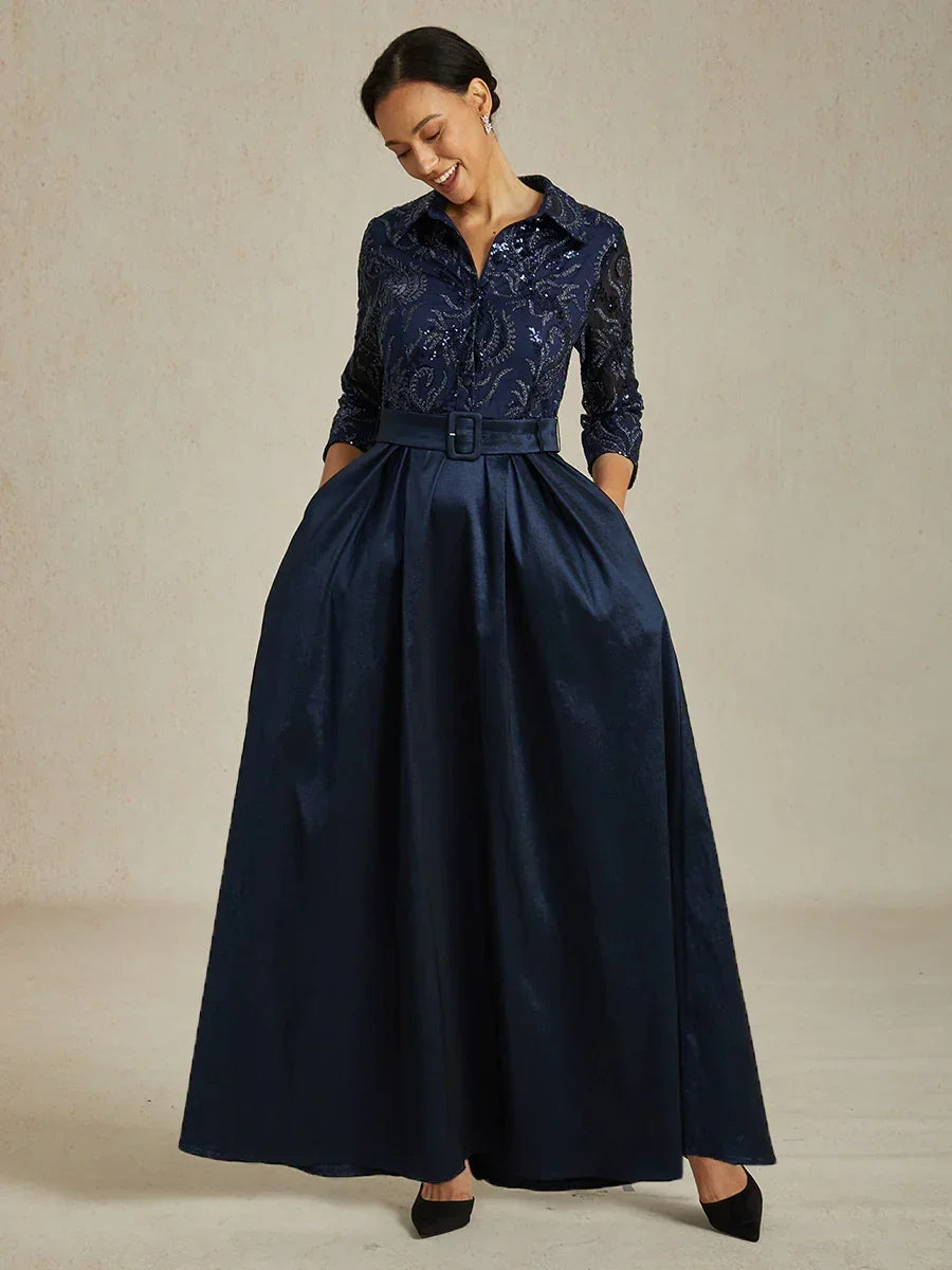 Stretch Taffeta Geborduurde Cocktailjurk Met Paisley-Paillettenlijfje