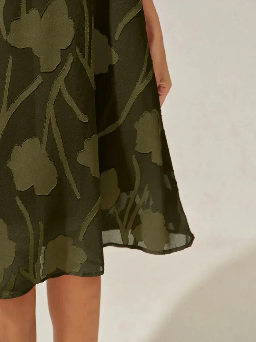 Transparante Chiffonjurk met Bloemenprint, Kniehoogte, A-lijn