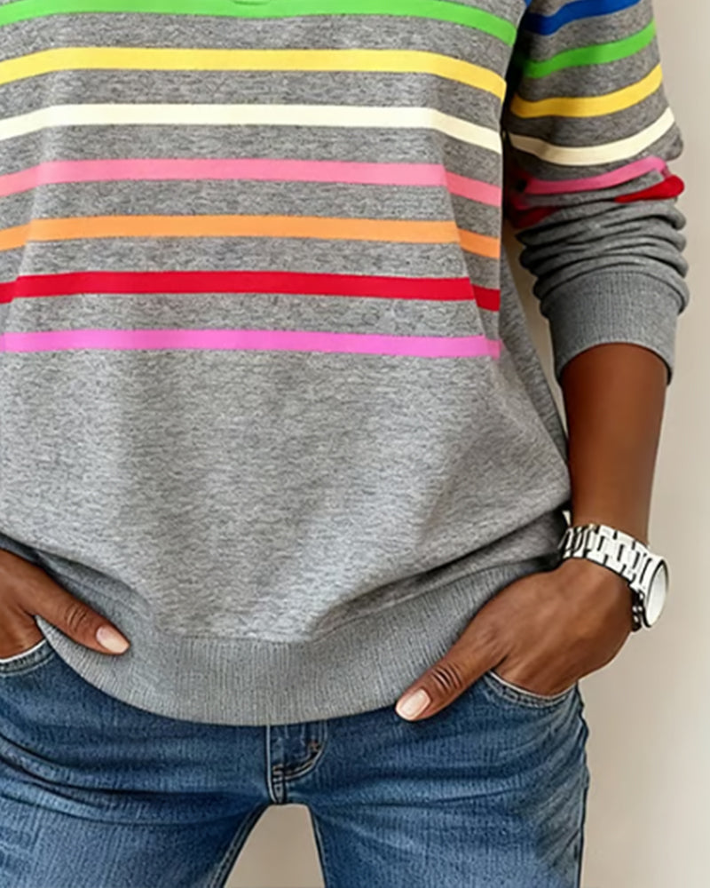 Sienna - Striped Half-Zip Sweatshirt