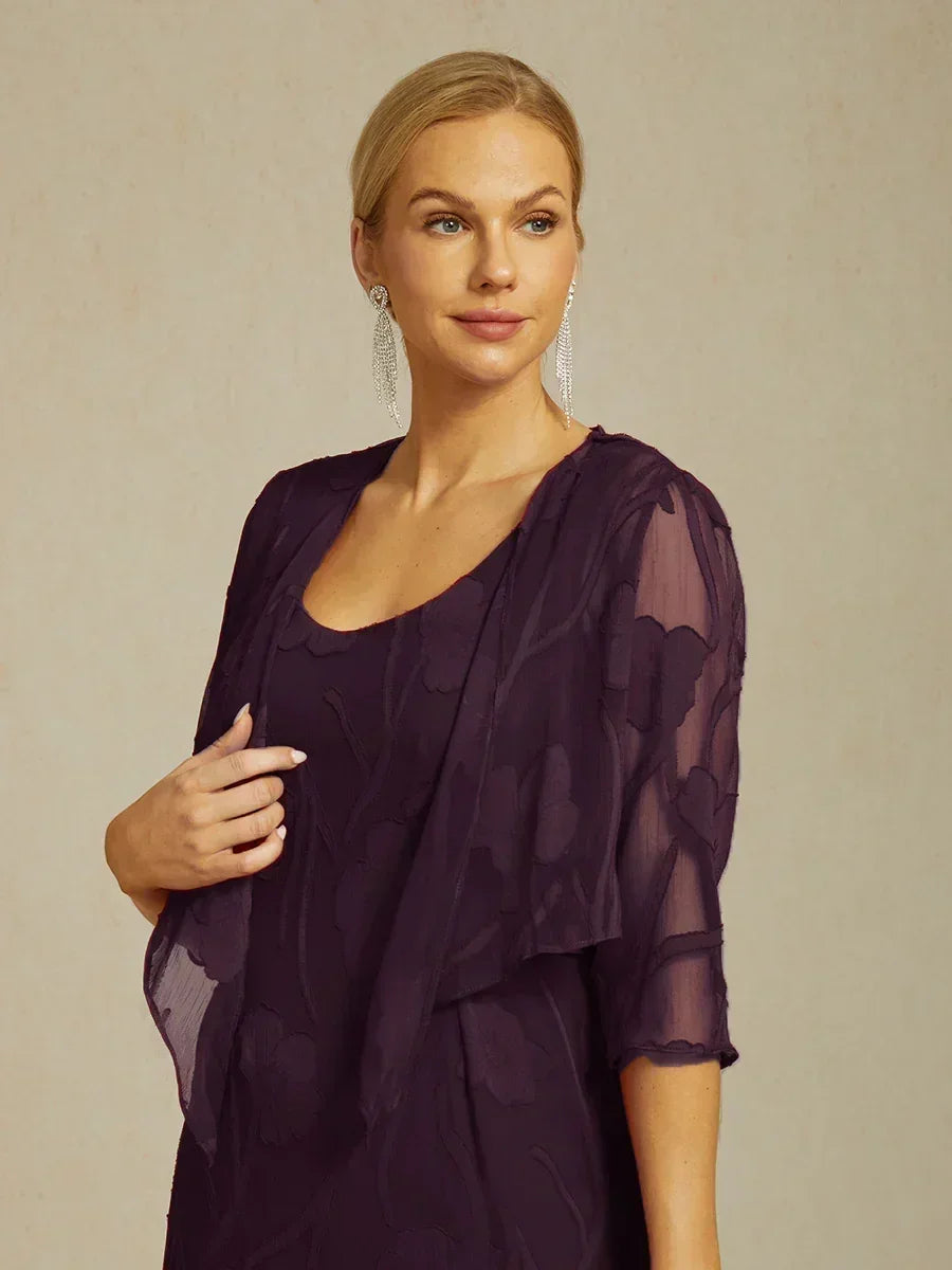 Bloemenprint Doorschijnende Chiffon Bolero Met 3/4-mouwen