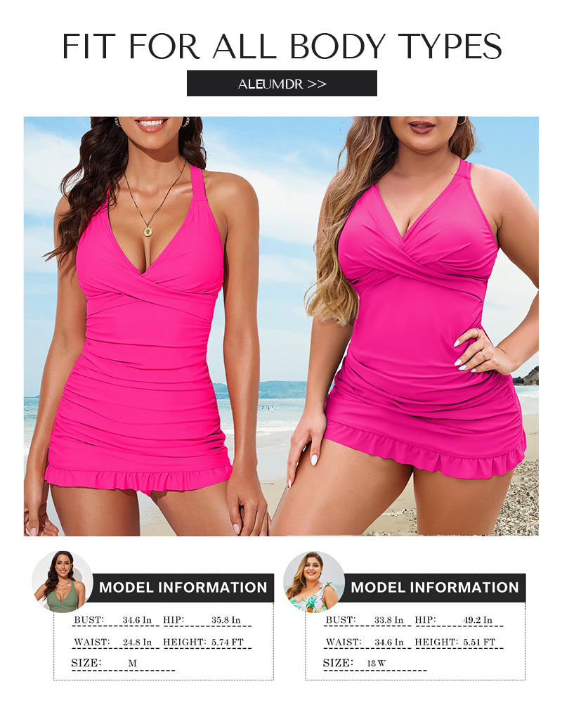 Maclair & Co. - Deep V Cross-Back Ruched One-Piece Swimsuit
