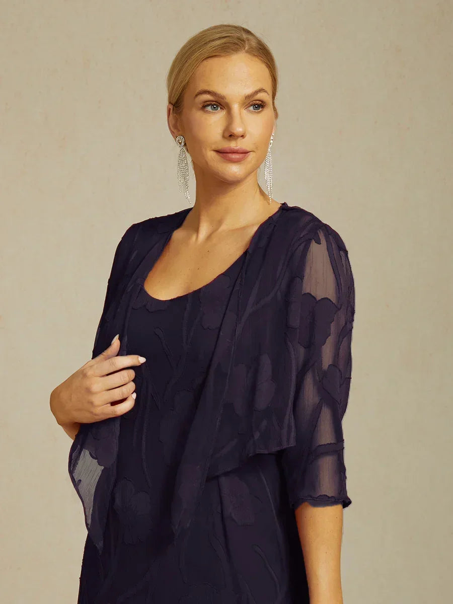 Bloemen-Doorschijnende Chiffon Shrug met 3/4-Mouwen