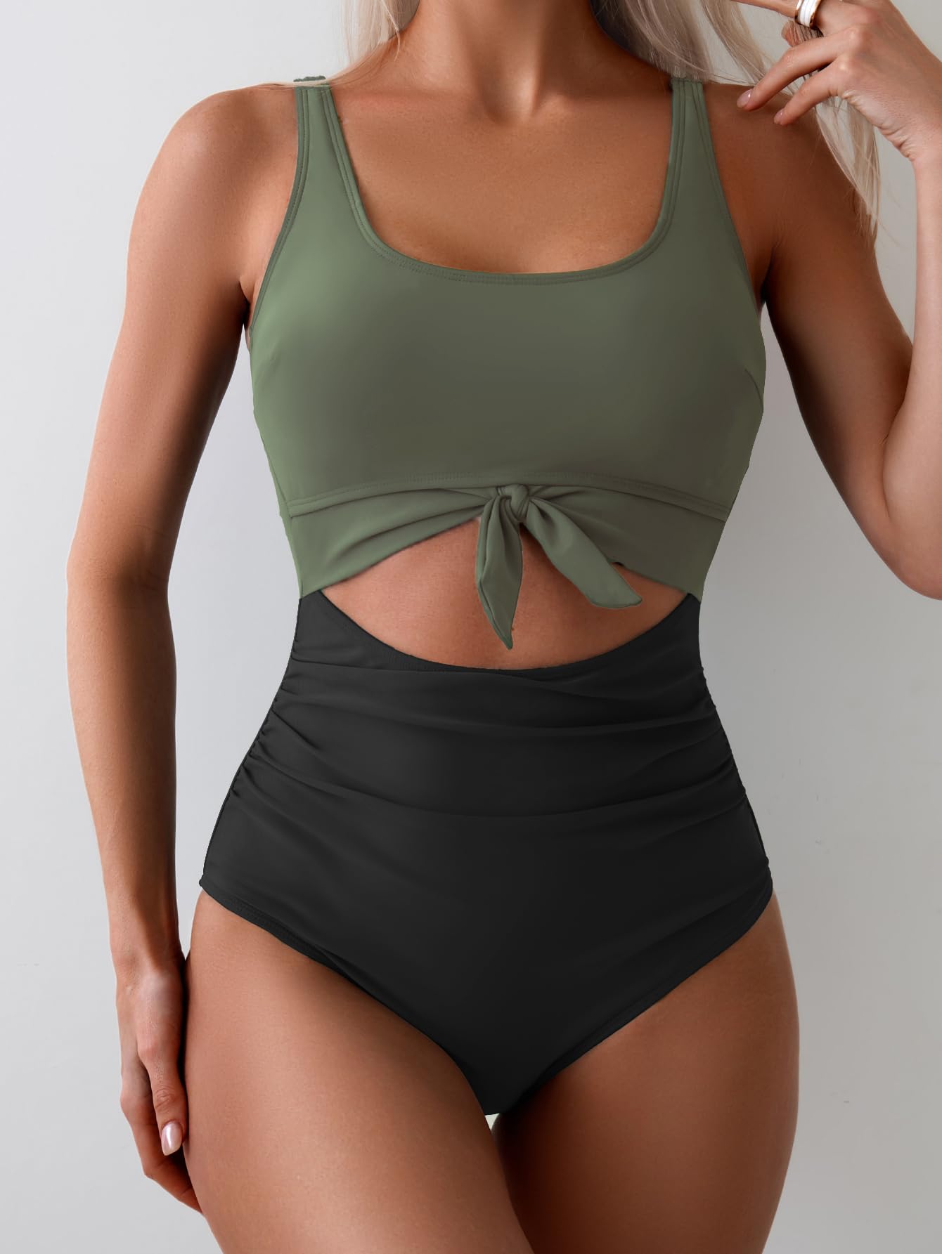 Maclair & Co. - Women's One Piece Swimsuit Tummy Control Slimming Bathing Suit Cutout Tie Knot Swimwear
