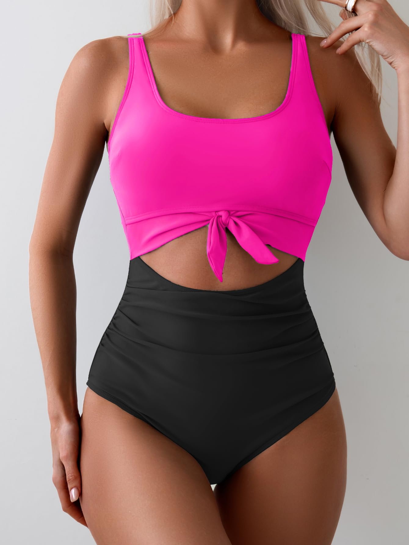 Maclair & Co. - Women's One Piece Swimsuit Tummy Control Slimming Bathing Suit Cutout Tie Knot Swimwear