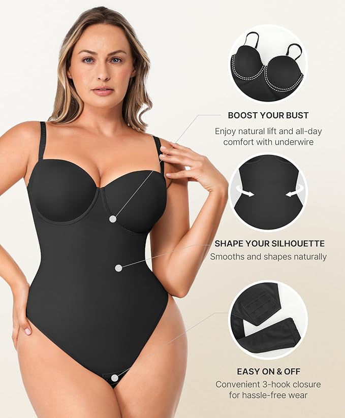 Sexy Back Lace-up Thong Seamless Corset Bodysuit
