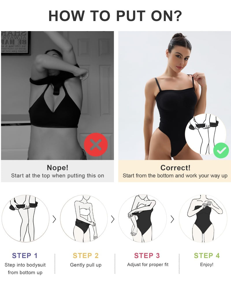 Seamless Bandeau Shaping Bodysuit with Removable Straps