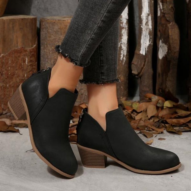 Hera – Textured Fringe Ankle Boots