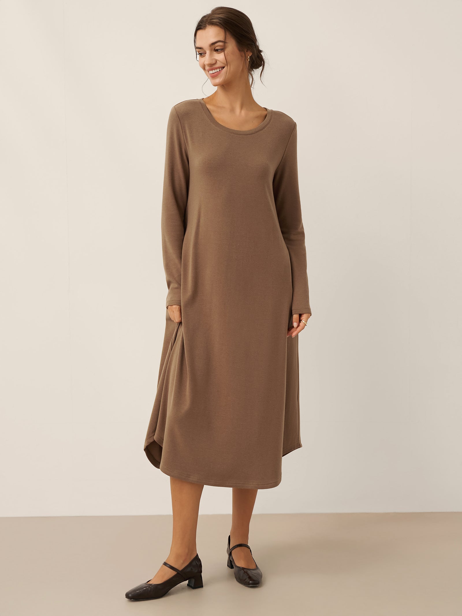 Lenzing Tencel Modal® A-Line Curved Hem Stretch Maxi Dress KAYLA