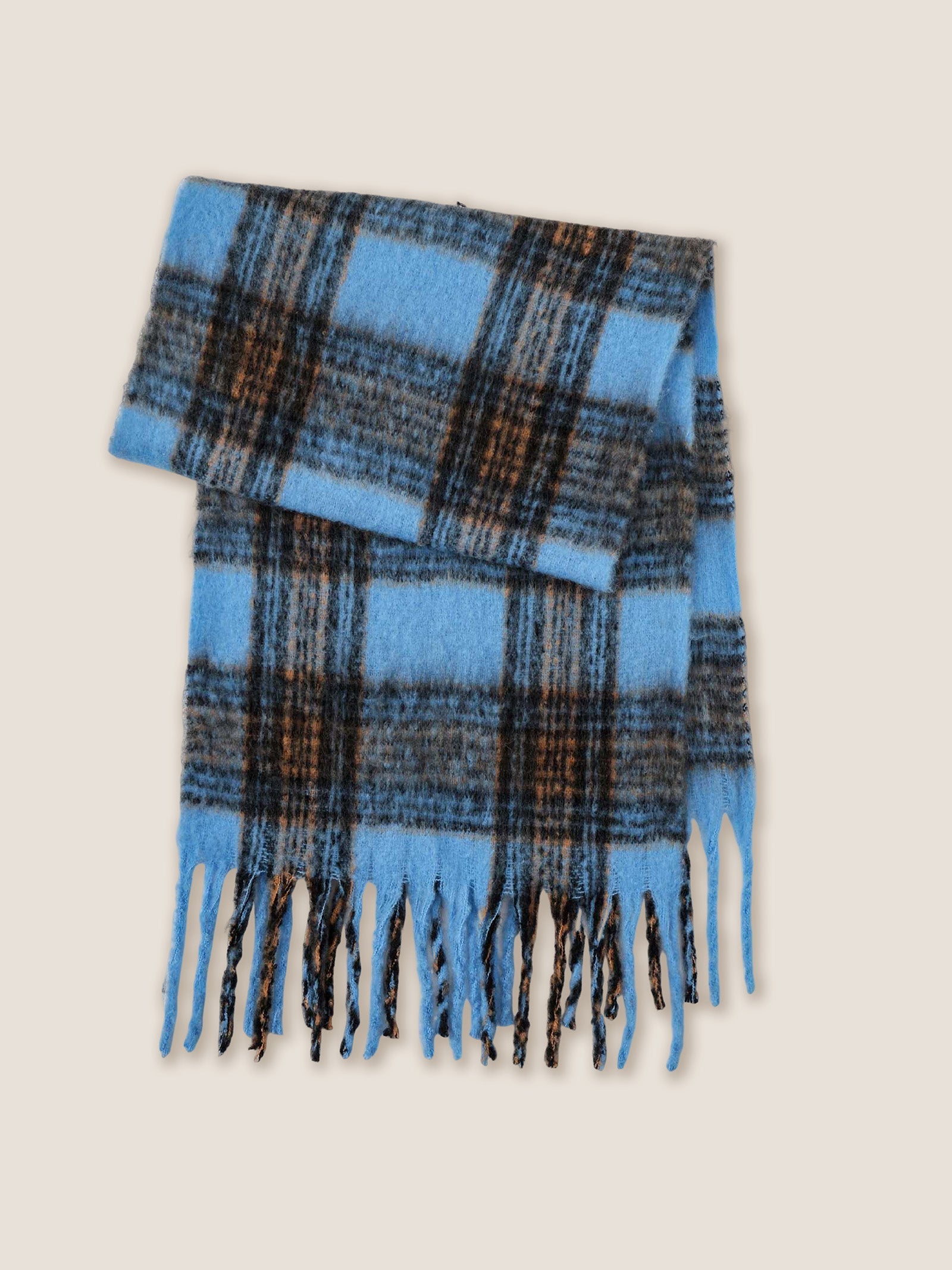 Plaid Fringed Scarf