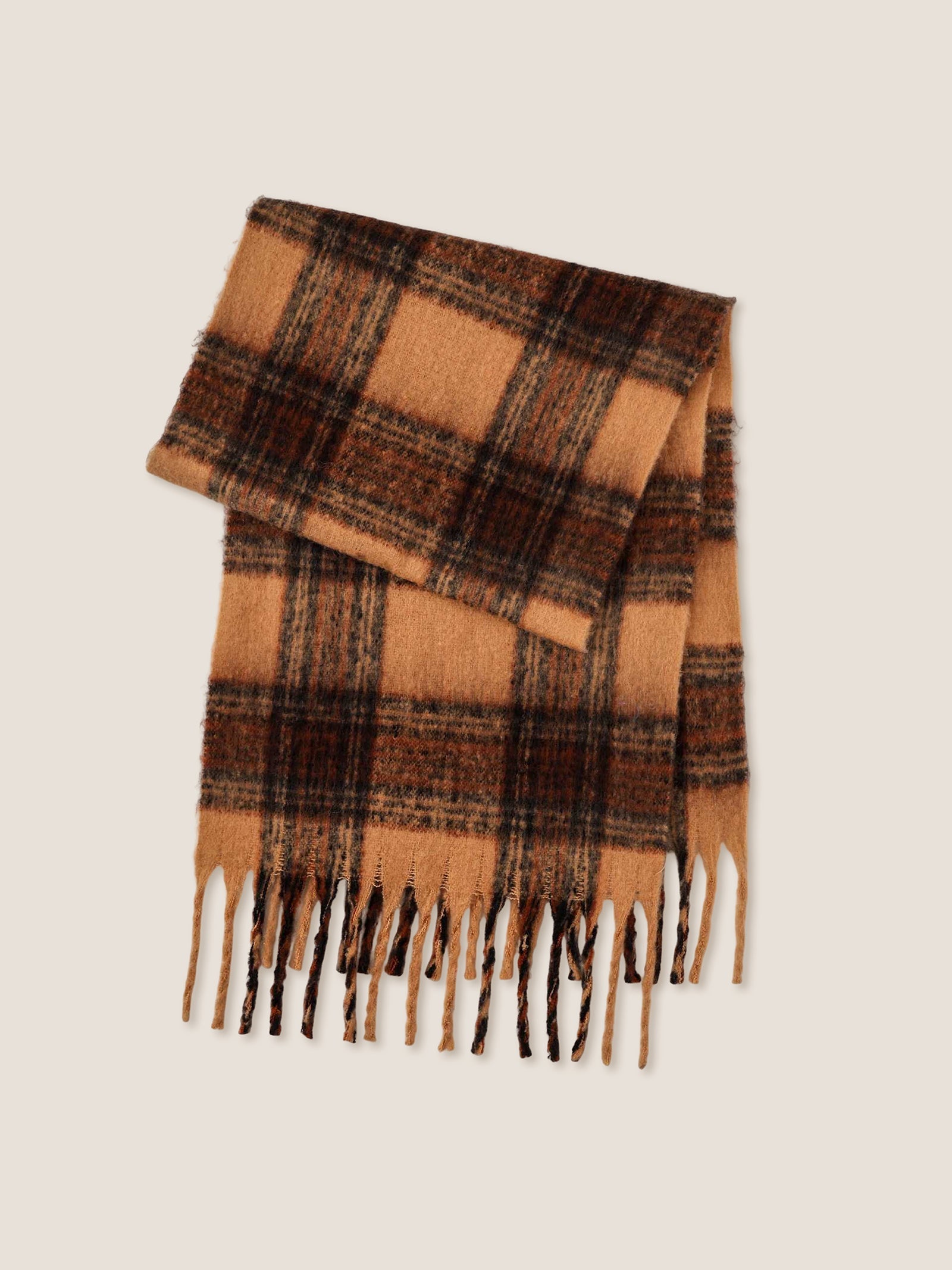 Plaid Fringed Scarf