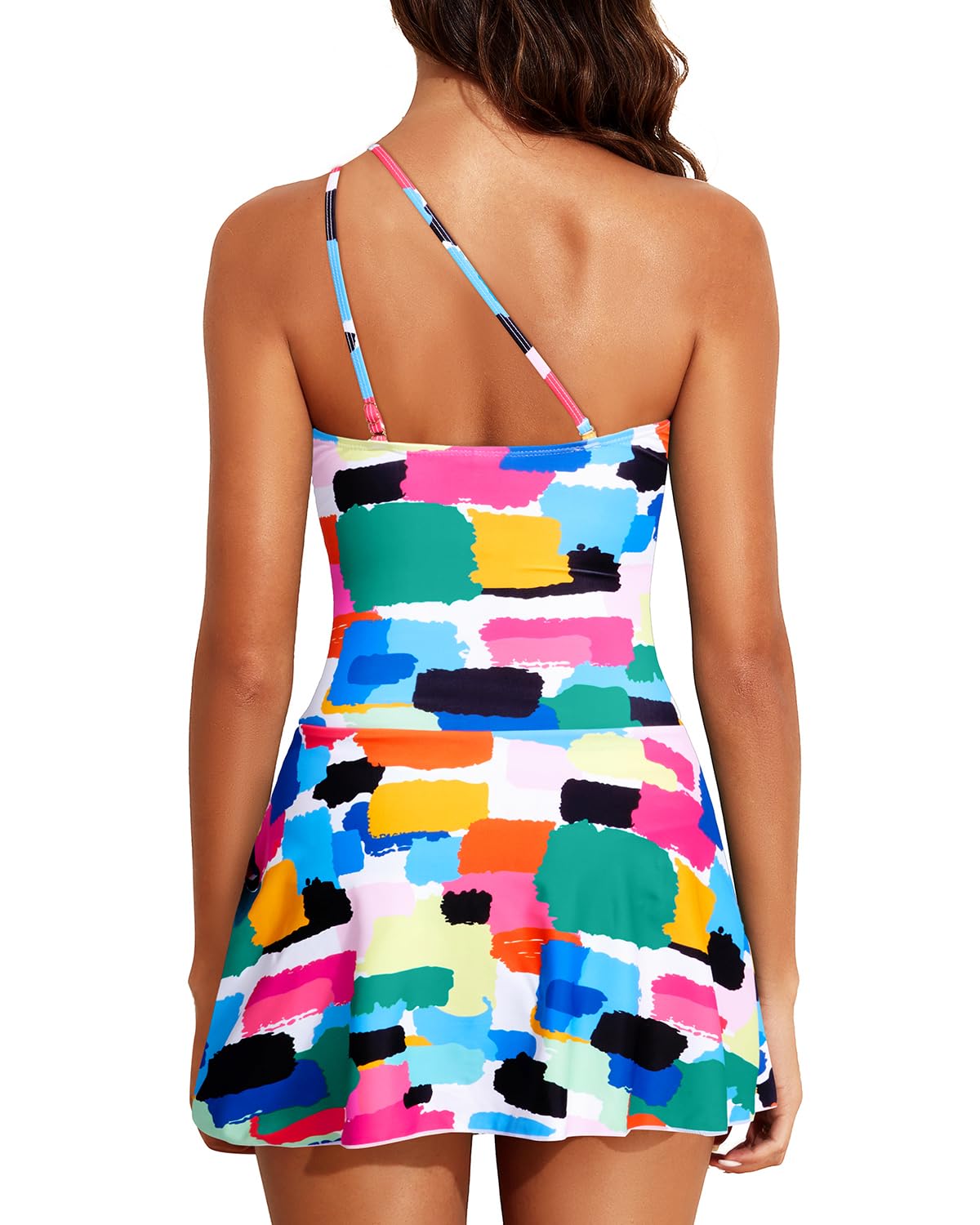Maclair & Co. - Women One Piece Swim Dress One Shoulder Swimsuit with Skirt