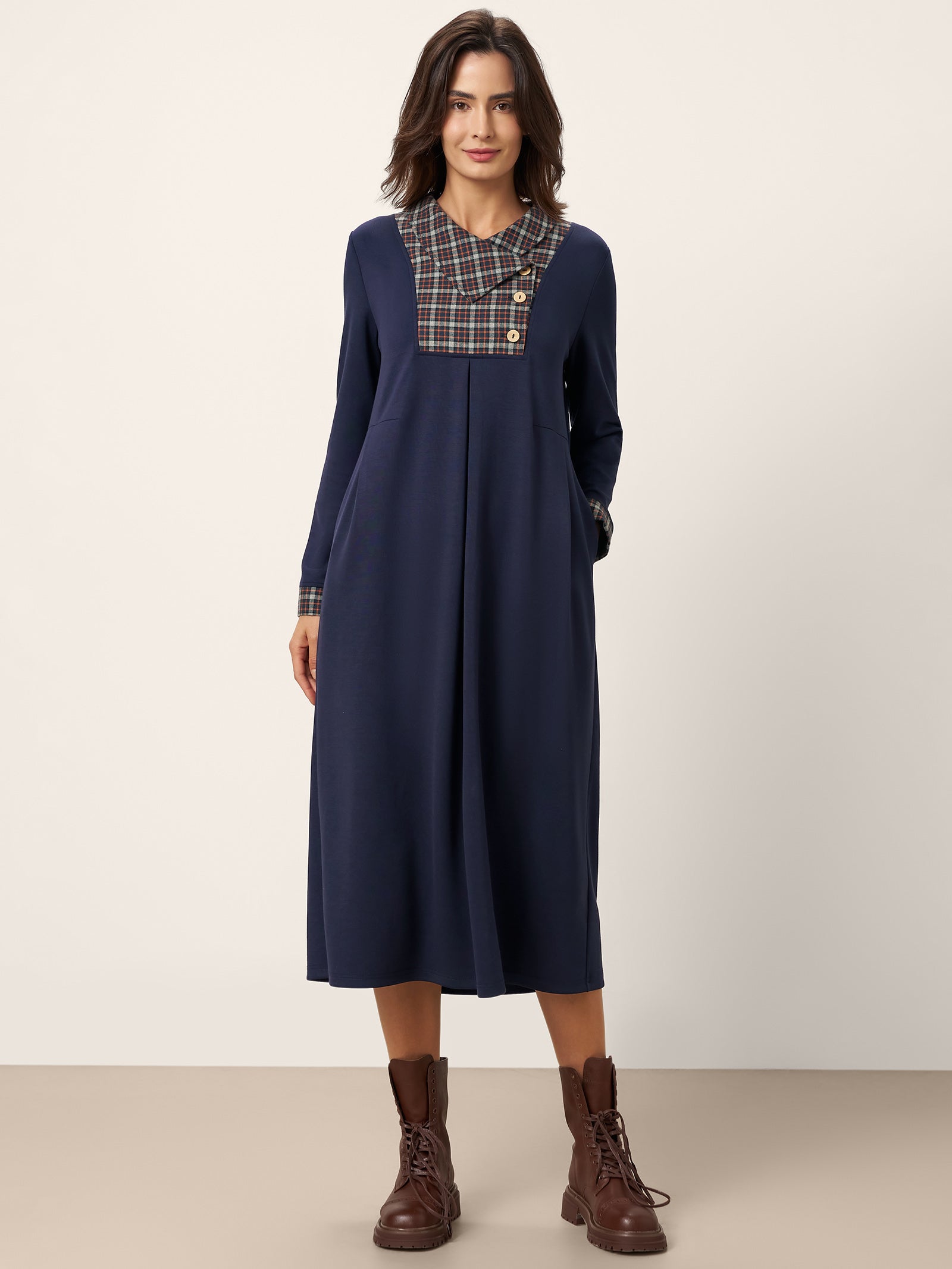 Asymmetric Pleated Maxi Dress CECILE