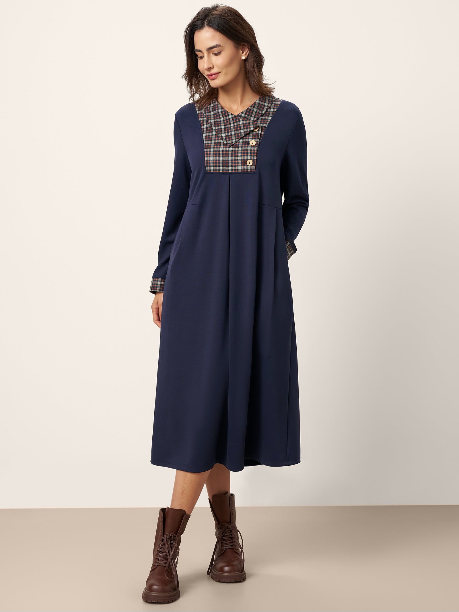 Asymmetric Pleated Maxi Dress CECILE