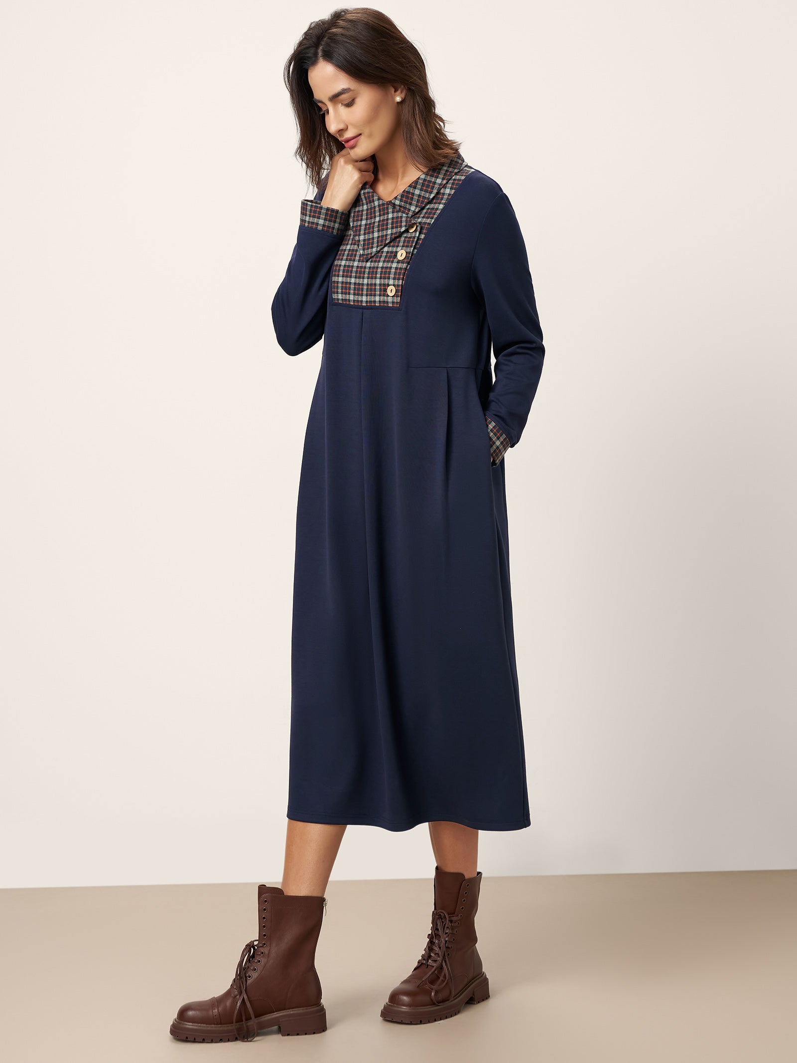 Asymmetric Pleated Maxi Dress CECILE
