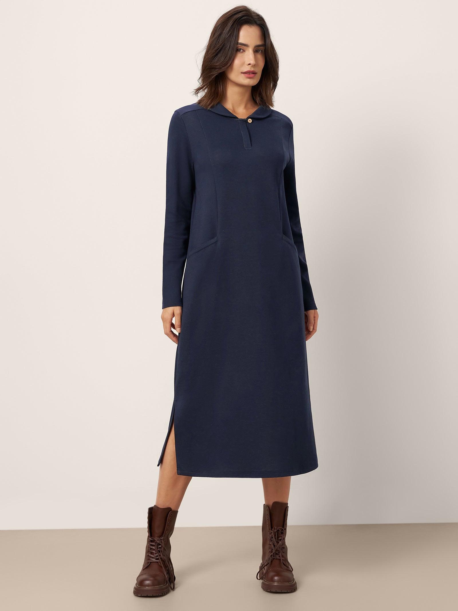 Cotton Collared Midi Dress ELYSE