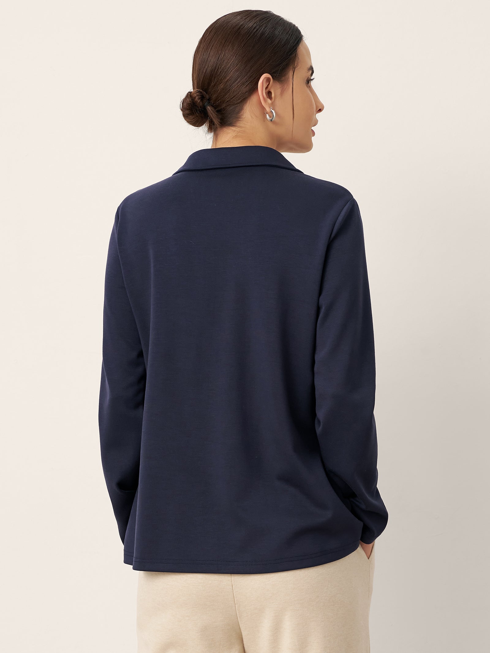 Notched Pleat Long Sleeve Top JUNE
