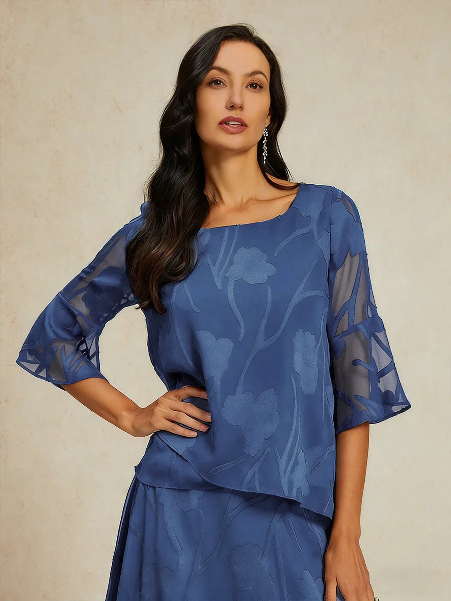 Elegante chiffon blouse met asymmetrische zoom