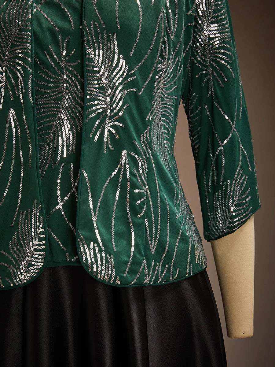 Elegant Twinset Met Mandarijnkraag En Pailletten