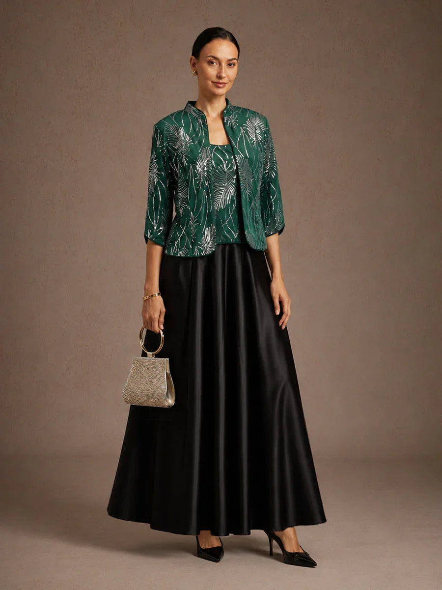 Elegant Twinset Met Mandarijnkraag En Pailletten