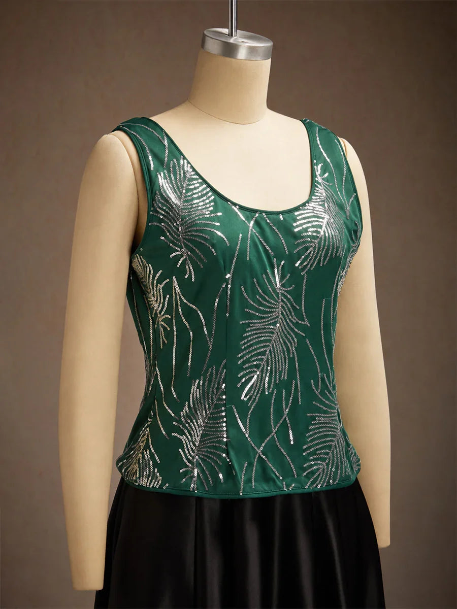 Elegant Twinset Met Mandarijnkraag En Pailletten