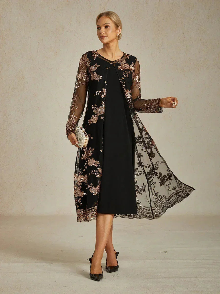 Vintage Sequin Embroidered Jacket Dress