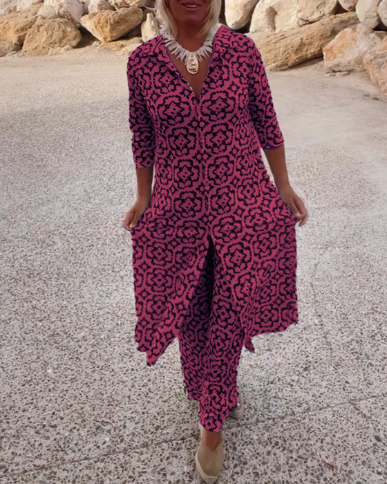 Laura | Button-Front Printed Set