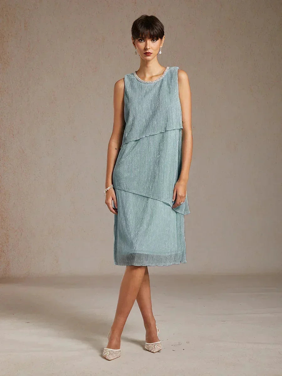 Metallic Geplooide Chiffon Lange Jasjejurk