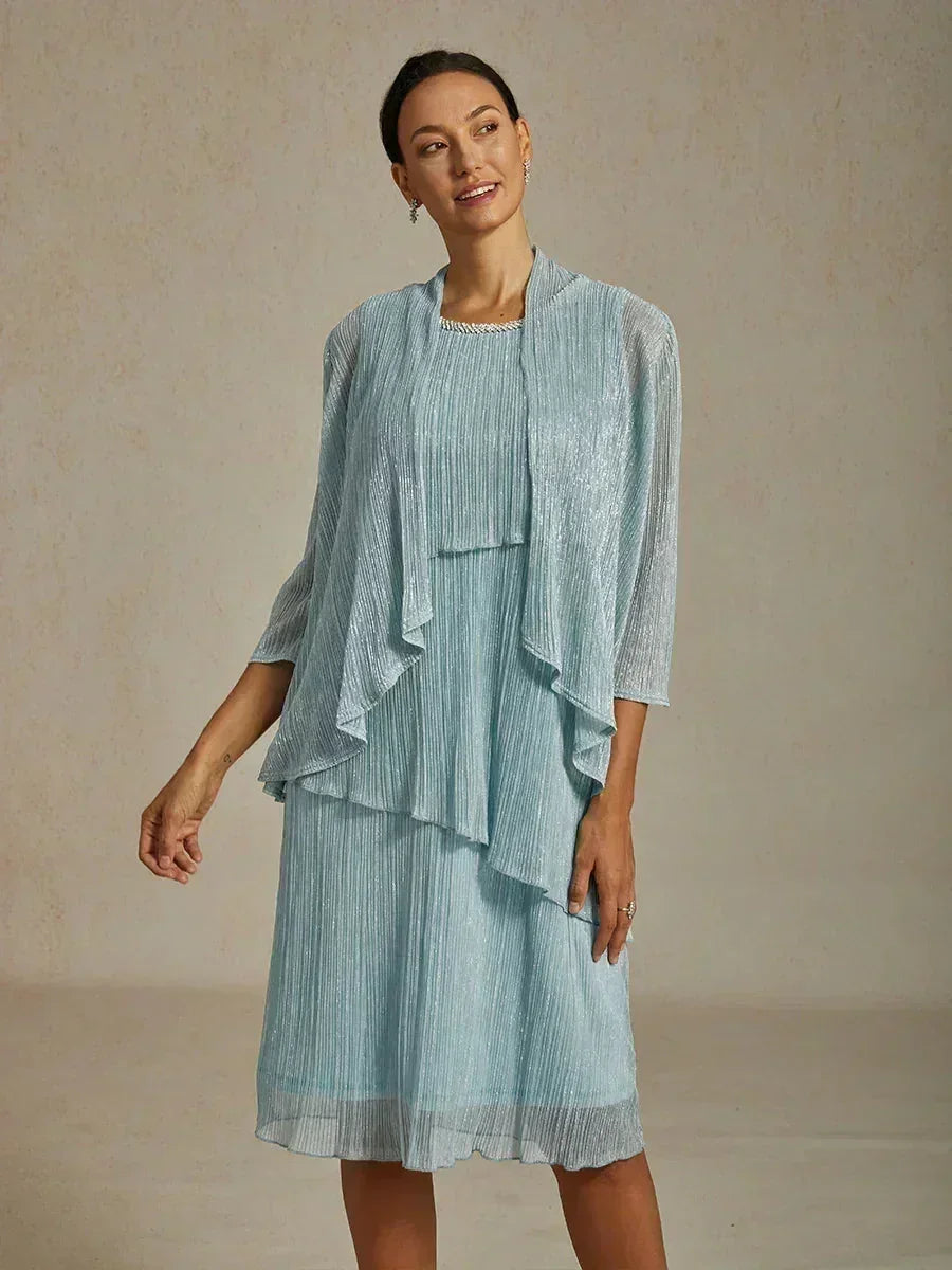 Metallic Geplooide Chiffon Lange Jasjejurk