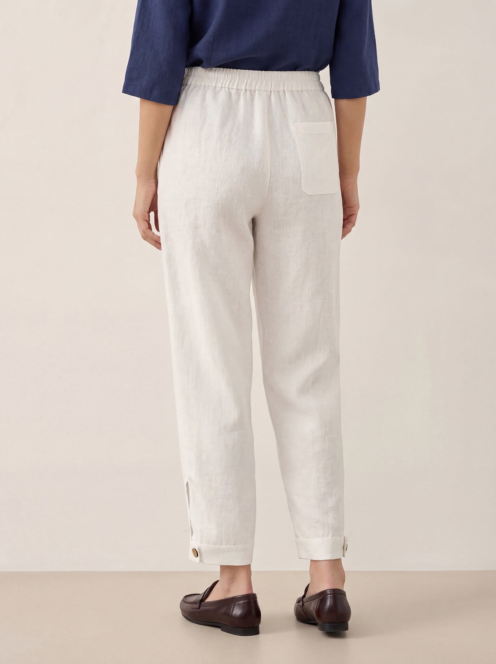 100% Linen Straight-Leg Pants with Elastic Waist PATRICE